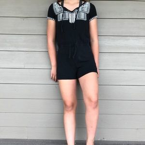 Black Romper with white detail